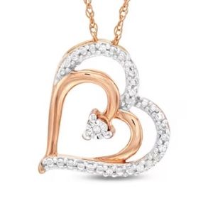10k rose gold diamond heart pendant